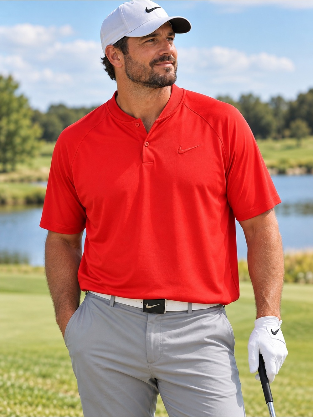 Nike Dri-FIT Momentum Victory Blade Collar Golf Polo Habanero Red 2XL #387